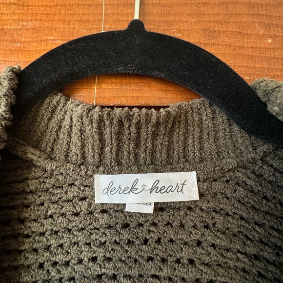 Derek Heart Earthy Green Cardigan Sweater with Relaxed Fit and Shawl Collar - Picture 4 of 8